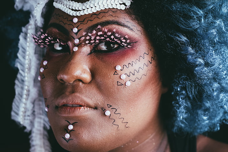 Menschen, Frau, Make-up, Kunst, Gesicht, nur eine Frau, nur Frauen