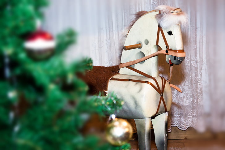 άλογο, κουνιστό άλογο, ξύλο, Οι ιππόκαμποι, Παίξτε, Χριστούγεννα, δώρο