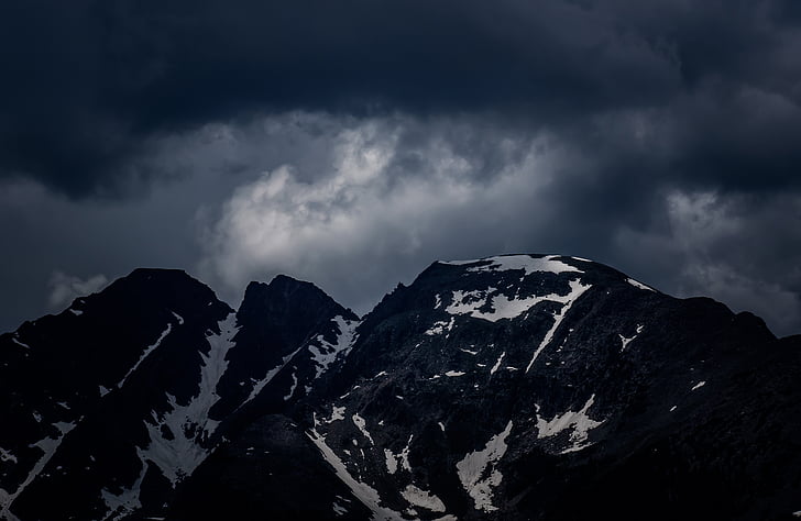 høy, stige, fjell, Cover, snø, skyen, Cloud - sky