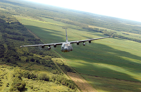 飛行機, 航空機, c-130, ミネソタ州, 風景, フォレスト, 木