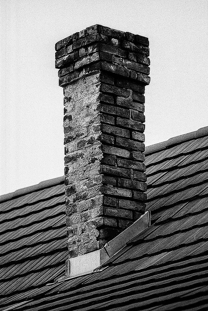 chimney, rural, old, house, sky, roof, home