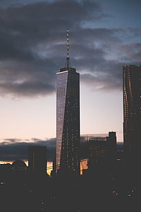 1 wtc, keskusta, pilvenpiirtäjässä, Manhattan, New Yorkissa, yksi world trade Centerin, pilvenpiirtäjä