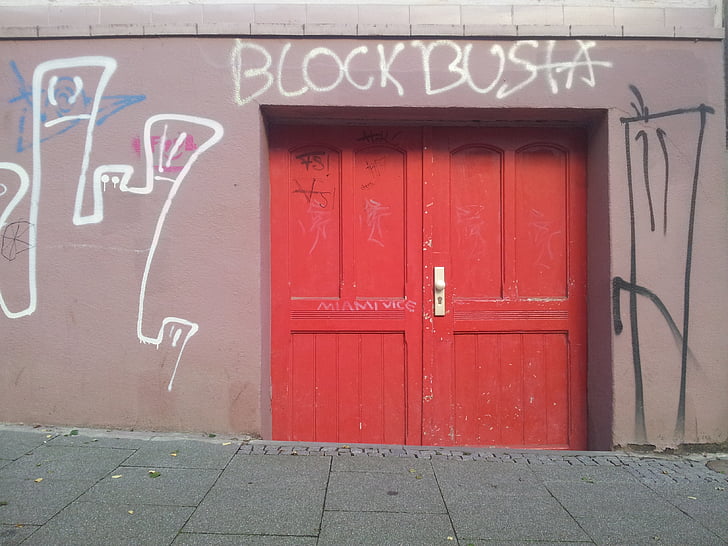 червен, вратата, вход, дървен материал, червена врата, сграда, Графити