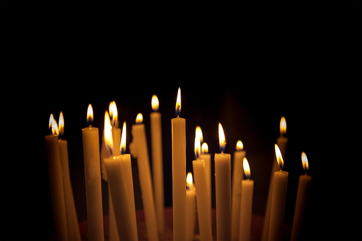 žvakės, šviesos, gaisro, liepsna, tamsus, naktį, žvakė