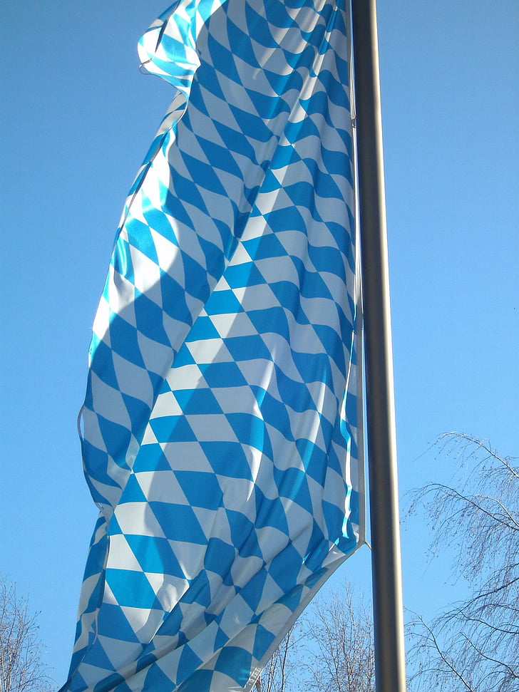 Bayern, flag, bayerske flag, Tyskland, regioner, vind, blå