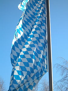 Baviera, Bandeira, Bandeira da Baviera, Alemanha, regiões, vento, azul