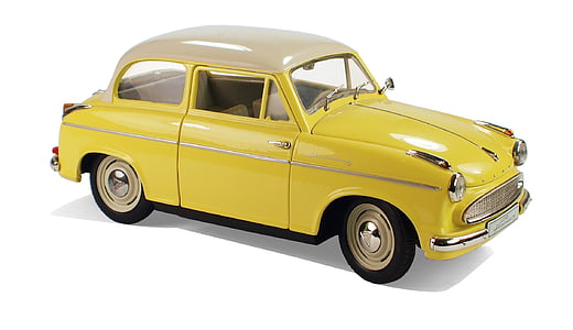 automobile, car, classic, miniature, vehicle, yellow, land Vehicle