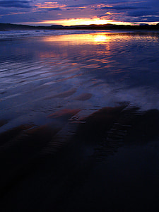 Západ slunce, pláž, fialová, Já?, oceán, Sunset beach, Západ slunce na pláži
