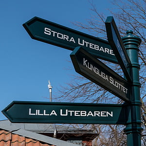 Стокхолм, знак, посоки, местоназначение, посока, пътен знак