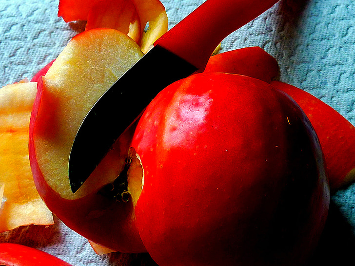 Apple, træ, spand, høst, spise, stormfald, frugt