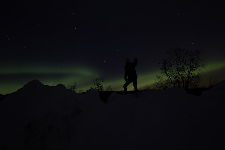 Severní polární záře, noční, Aurora, Norsko