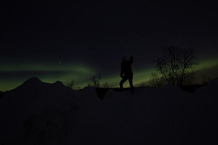 as luzes do Norte, à noite, Aurora, Noruega