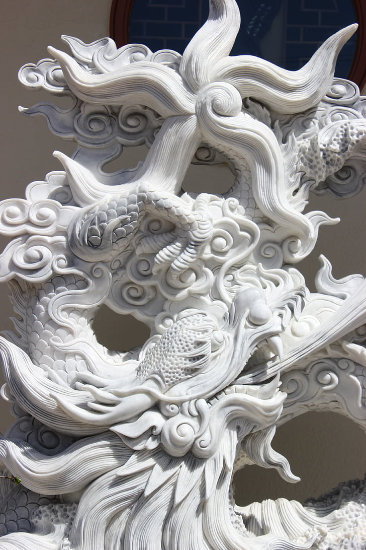 statue de, Dragon, culture, sculpture, oriental, l’Asie, décoratifs