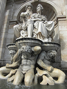 Fontana, Nettuno, Vienna, Austria, figure