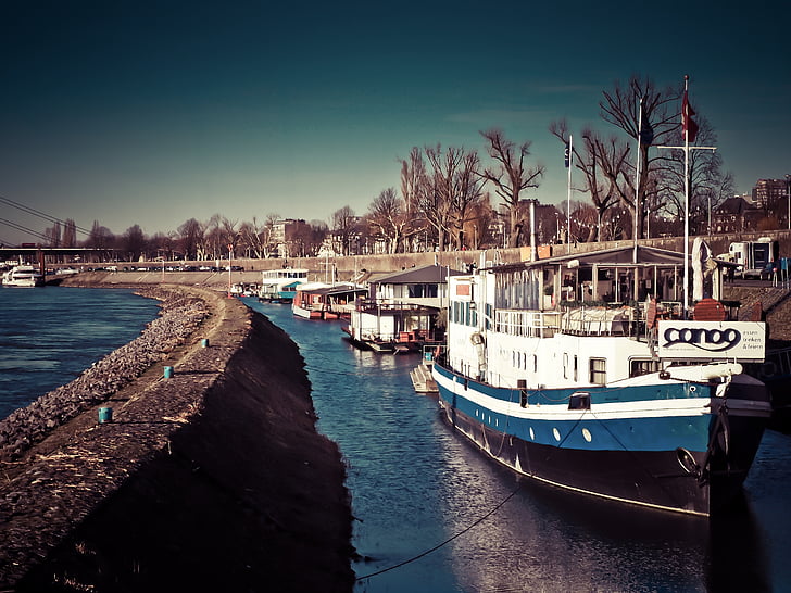 Rhine, Sungai, air, alam, perahu, Houseboat, suasana hati