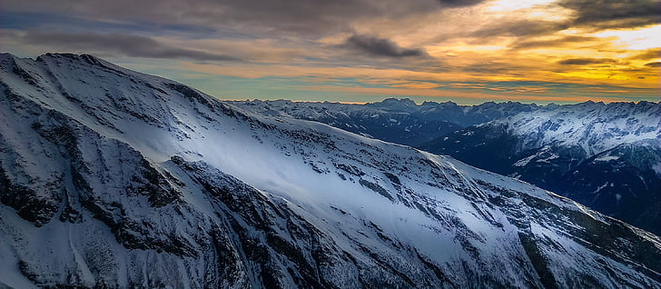 Alpy, Mountain, hory, sneh, zimné, zasnežené Alpy, zasnežený kopec