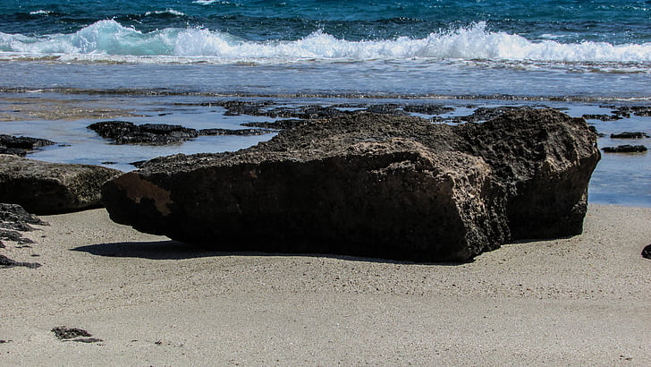 rocha, praia, areia, Enseada, mar, pedra, natureza