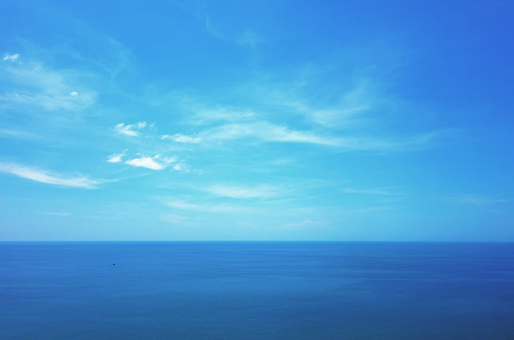 Ocean, wody, morze, niebieski, niebo, wyczyścić, Latem