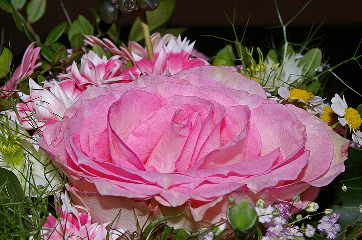 Роза, букет, цветя, ваза, Букети, романтика, розово
