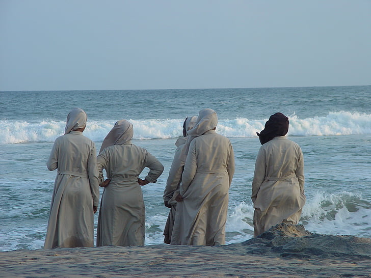 Indien, nonner, havet, tror, religion