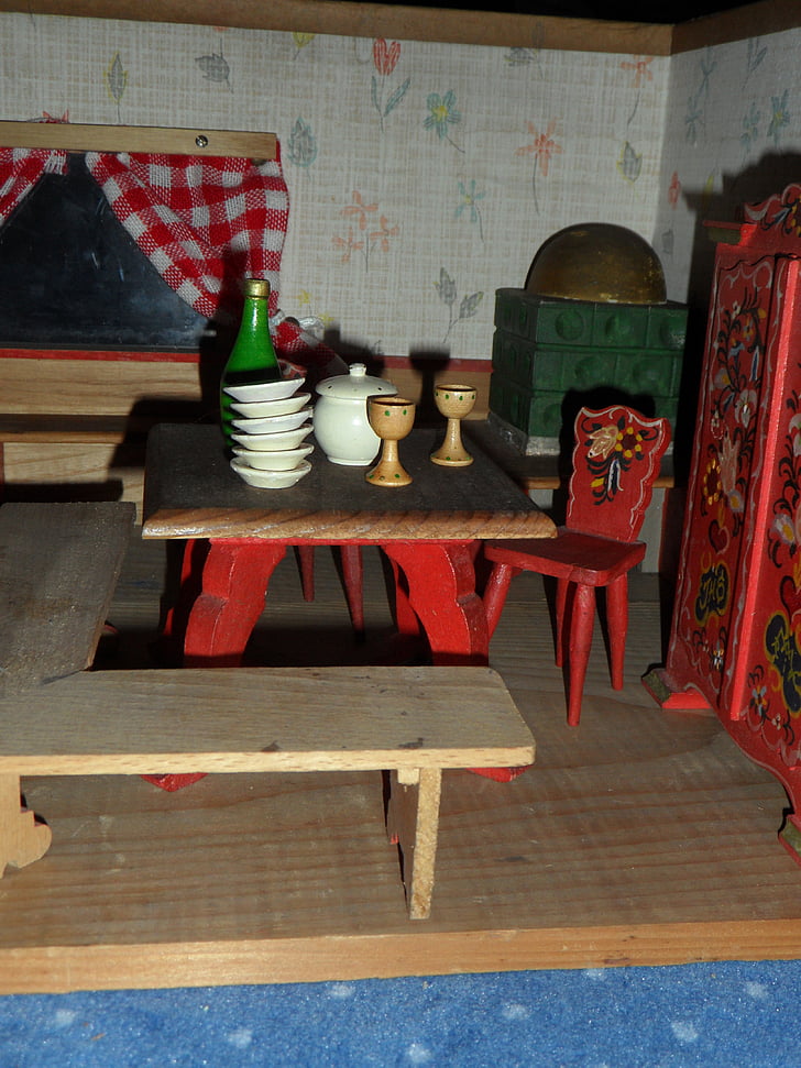 dolls houses, old, furniture, doll's house, play, children, toys