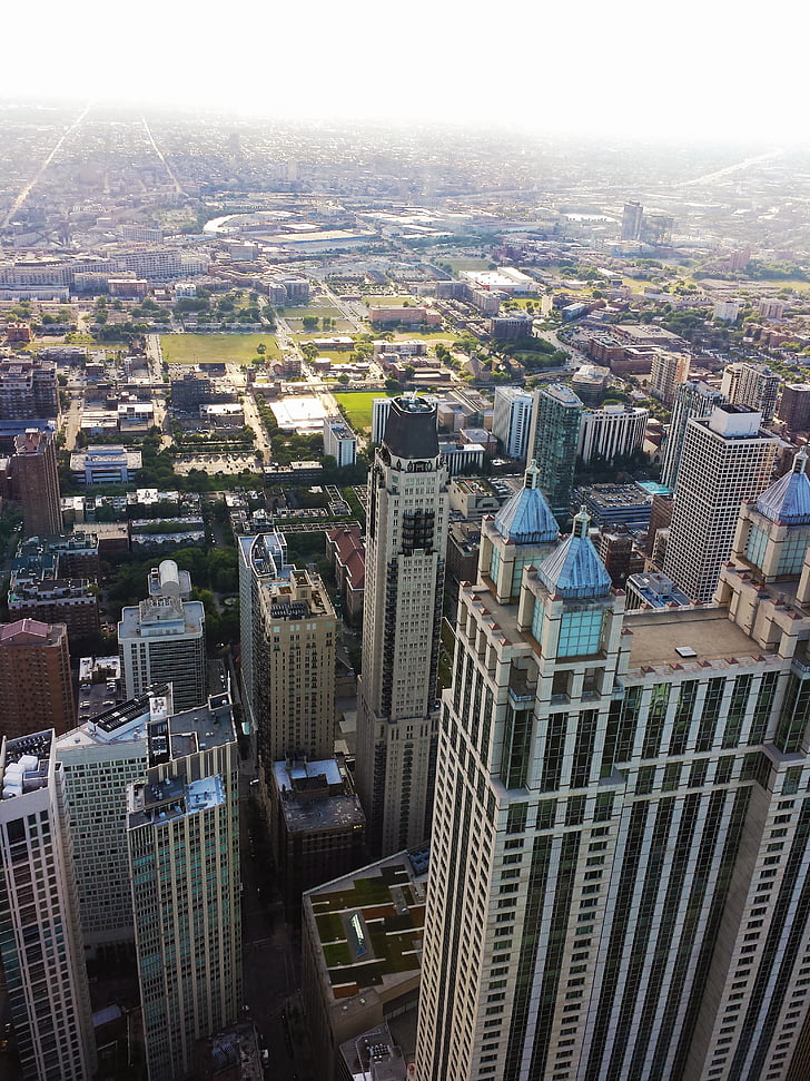 Chicago, Aerial, Centre ville, architecture, ville, é.-u., bâtiment