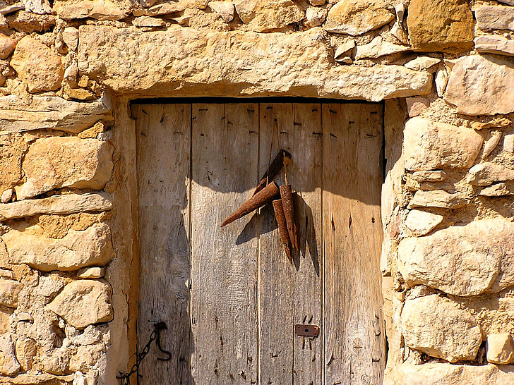 puerta, Cabaña, puesto, metal, oxidado, vacaciones, sol