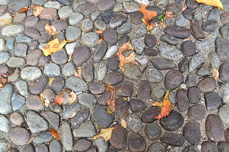 dlažby, na podzim, listy, textura, kameny, suchý list