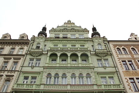 Prague, checz Republika, Eiropa, Praha, arhitektūra, ēka, šaurleņķa skats