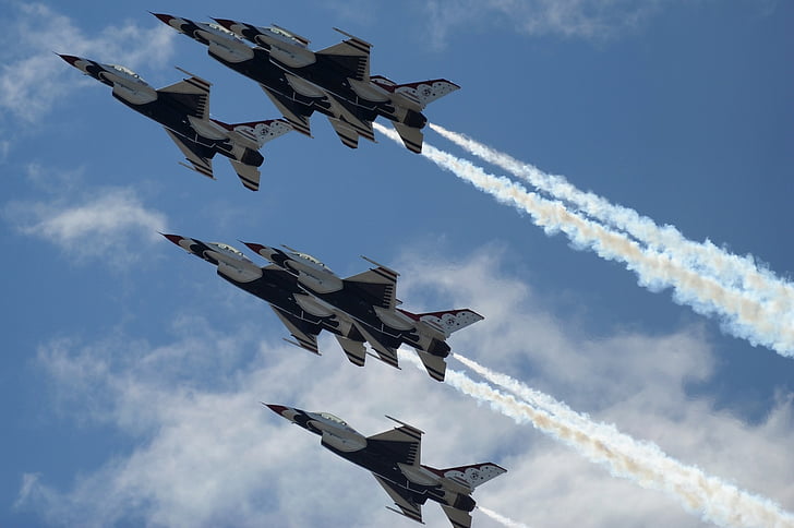 flyveopvisning, Thunderbirds, dannelse, militære, os air force, fly, jets