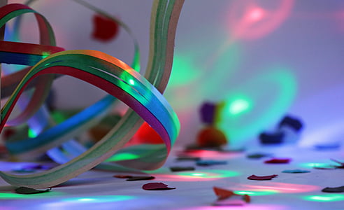 pita, confetti, cahaya, Karnaval, Partai, warna-warni, menyenangkan