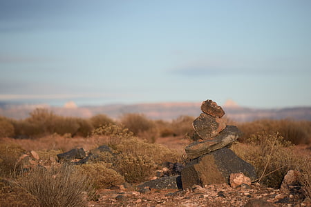 rocha, marcador, trilha, Utah, pedra