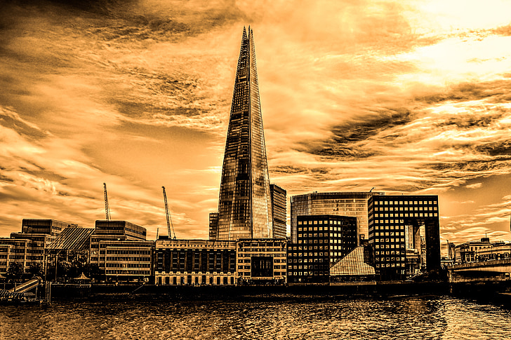 fragmento de, rascacielos, Londres, punto de referencia, arquitectura, ciudad, Reino Unido