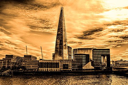 delt, skyskraper, London, landemerke, arkitektur, byen, Storbritannia