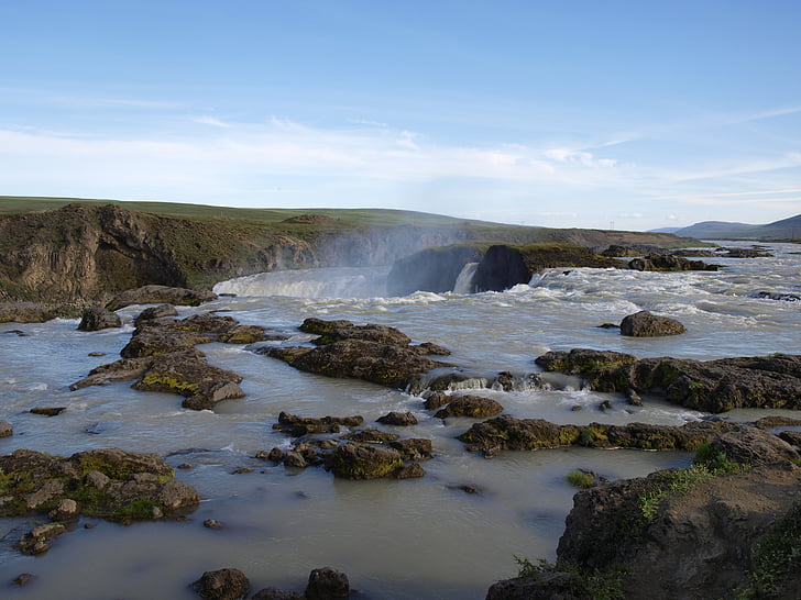 Islanda, paesaggio dell'acqua, fiume, cascata