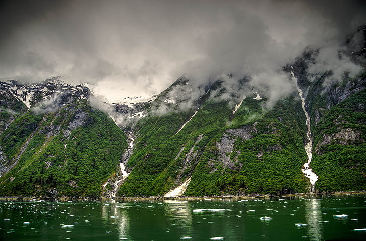 Tracy arm, Alaska, Lodowiec, lód, góry, śnieg, Natura