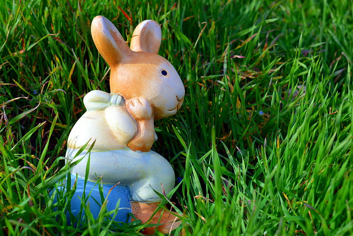 hare, easter bunny, easter, cute, grass, figure, greeting card