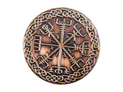 munt, Keltische, buiten, punten van het kompas, navigatie, metaal, symbool