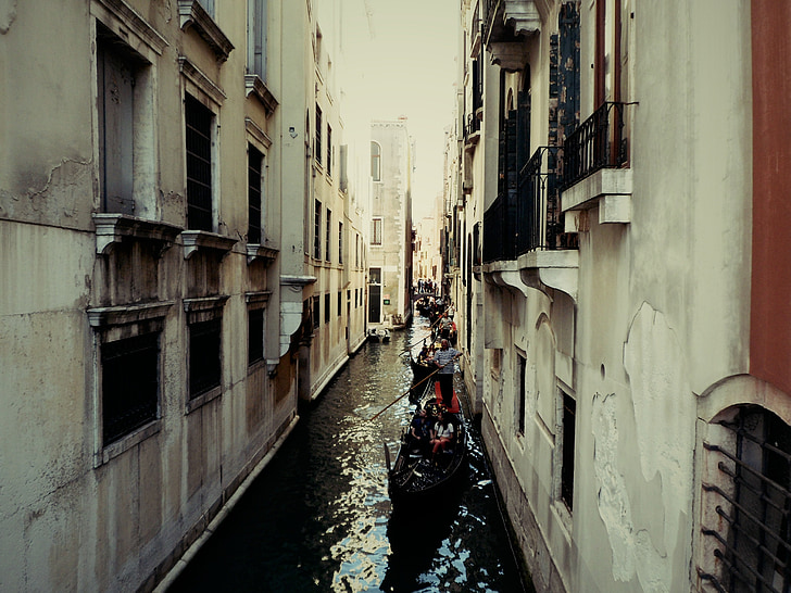 Venecija, kanal, Italija, Venezia, kuće, vode, romantična