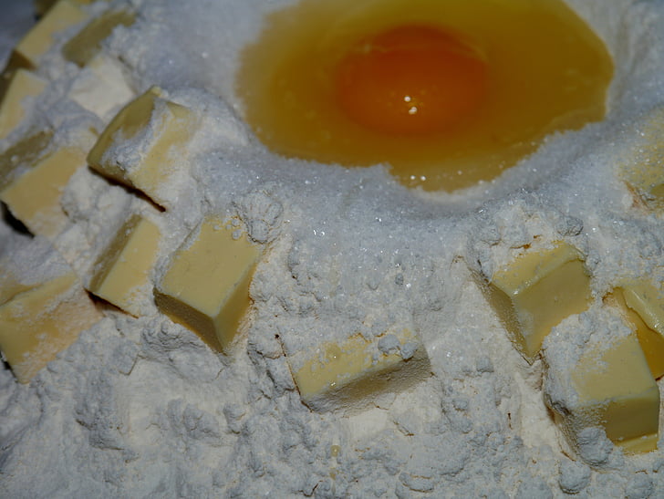 shortcrust 생 과자, 달걀, 설탕, 밀가루, 버터