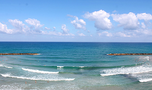 Izrael, Netanya, more, plaža, val, odmor, Sredozemno more