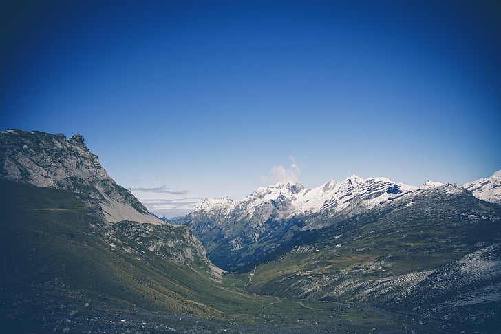 Hora, hory, alpské, venkovní, pěší turistika, ledovec, horský průsmyk