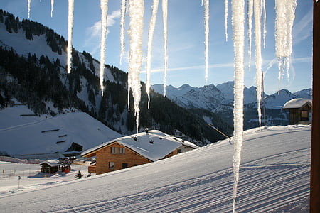 pegunungan, musim dingin, Hut, es
