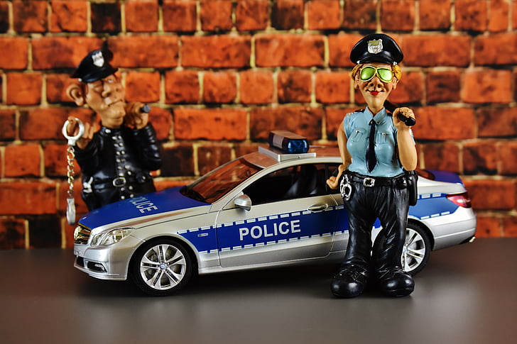 police, police officers, police check, mercedes benz, figure, funny, model car