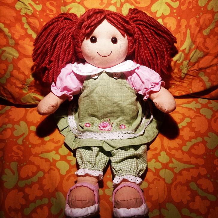 lėlės, šypsena, žaislas, raudoni plaukai