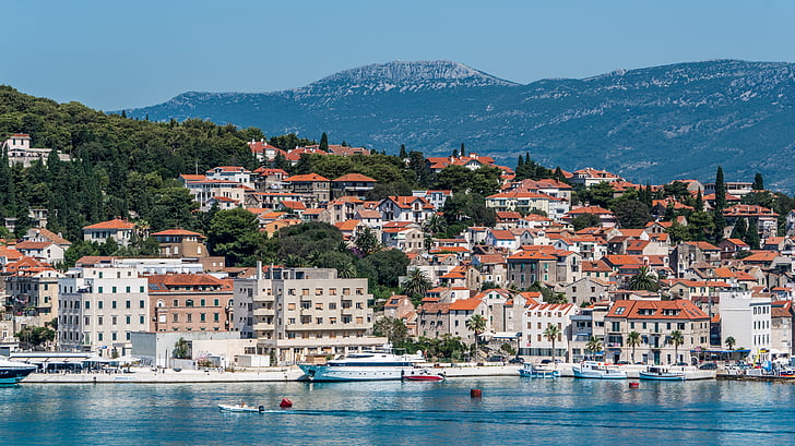 Split, Horvaatia, arhitektuur, maastik, mäed, Vahemere, linn