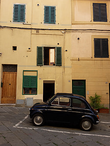 意大利, 假日, 菲亚特, 500, 老建筑, 房屋, windows