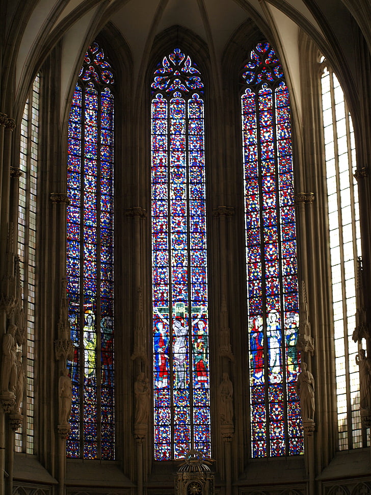 baznīcas logu, katedrālē, svinu stikla, vitrāžas, stikls, krāsa, vēsturiski