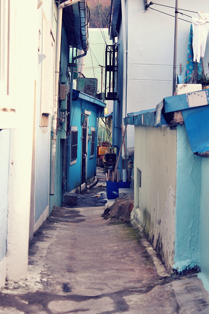 Busan, Alley, landschap, smalle straatjes, oude school, Republiek korea, het platform