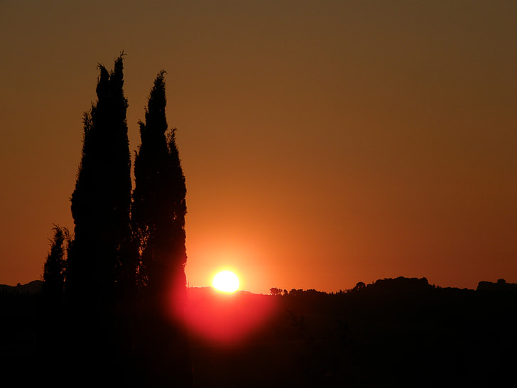 vacances, posta de sol, estat d'ànim, Toscana, l'amor, romàntic